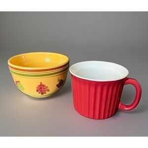 Fall Color Soup Bowl / Small Serving Ceramic Bowl LOT 2 Harvest & Bialetti
